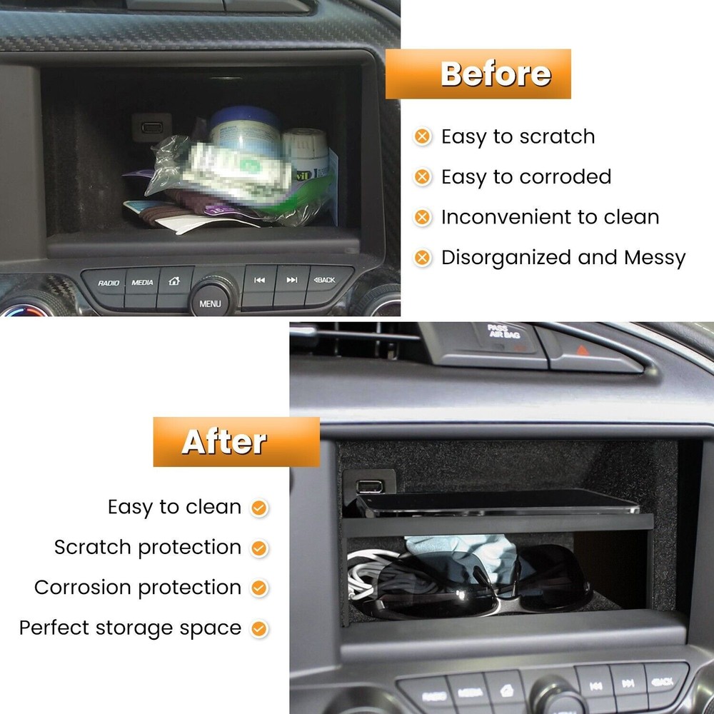 Dashboard Storage box Compartment Tray fit for Corvette C7 Stingray 2014-2019