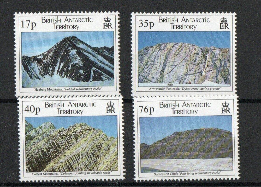 BRITISH ANTARCTIC SG256-259 GEOLOGICAL STRUCTURES MNH -PLEASE SEE SCAN