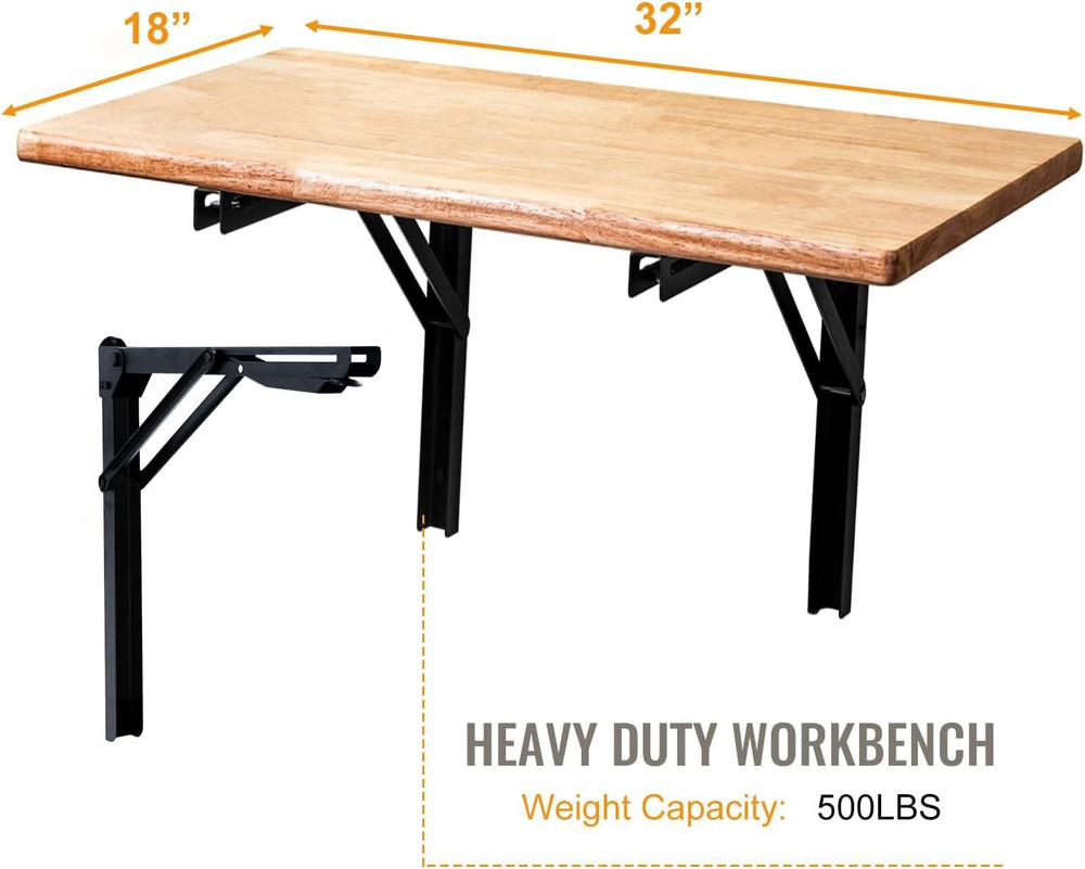 Wall Mounted Folding Workbench Heavy Duty Fold down Table Utility Bench Solution