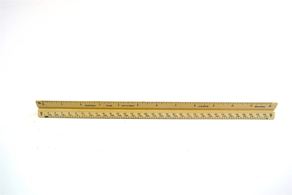 Vintage 12" ELIOT GUILD FO 320 Triangular Drafting Architects Scale Ruler US STD
