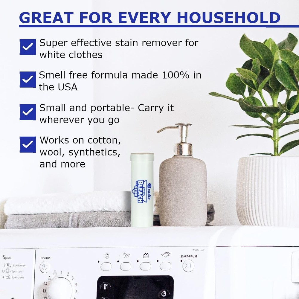Solid Bleach in a Stick - Concentrated and Natural Stain Remover Solution for...