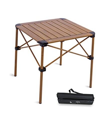 Lightweight Stable Alu. Folding Square Table Roll Up Top with Medium Nature