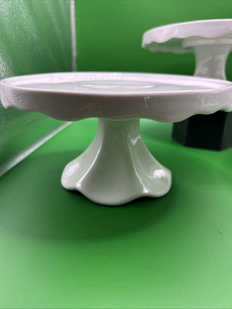 3 Round Ceramic Cake Pedestals Stand