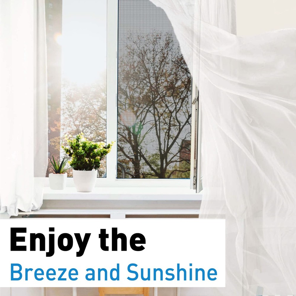 Window Screen Replacement Kit, 36"W × 90"L Durable Polyester Adjustable Screen