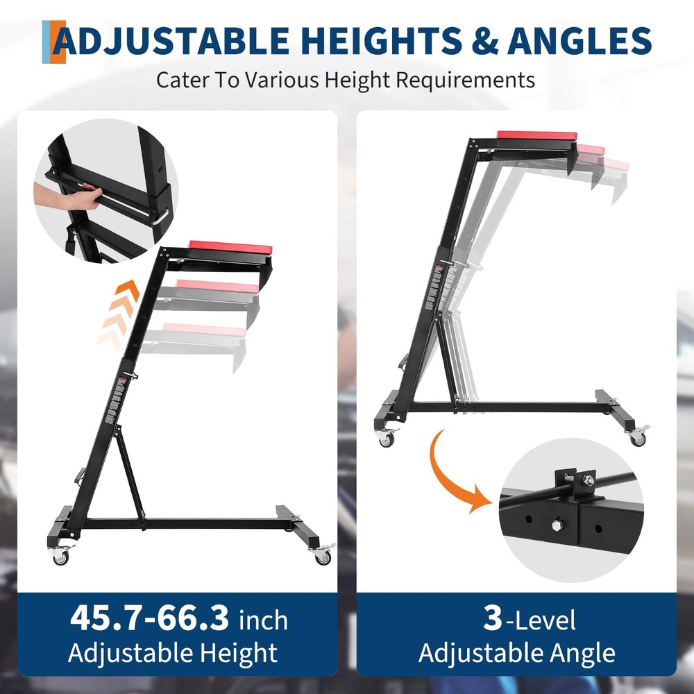 Foldable Topside Automotive Engine Creeper 400LBS 45"-66" with Cushion & Casters