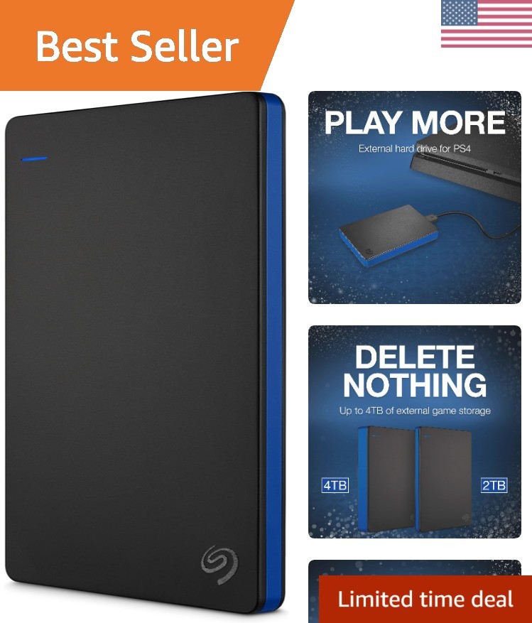 Compact 2TB External Hard Drive - Perfect Portable Solution for PS4 Gamers