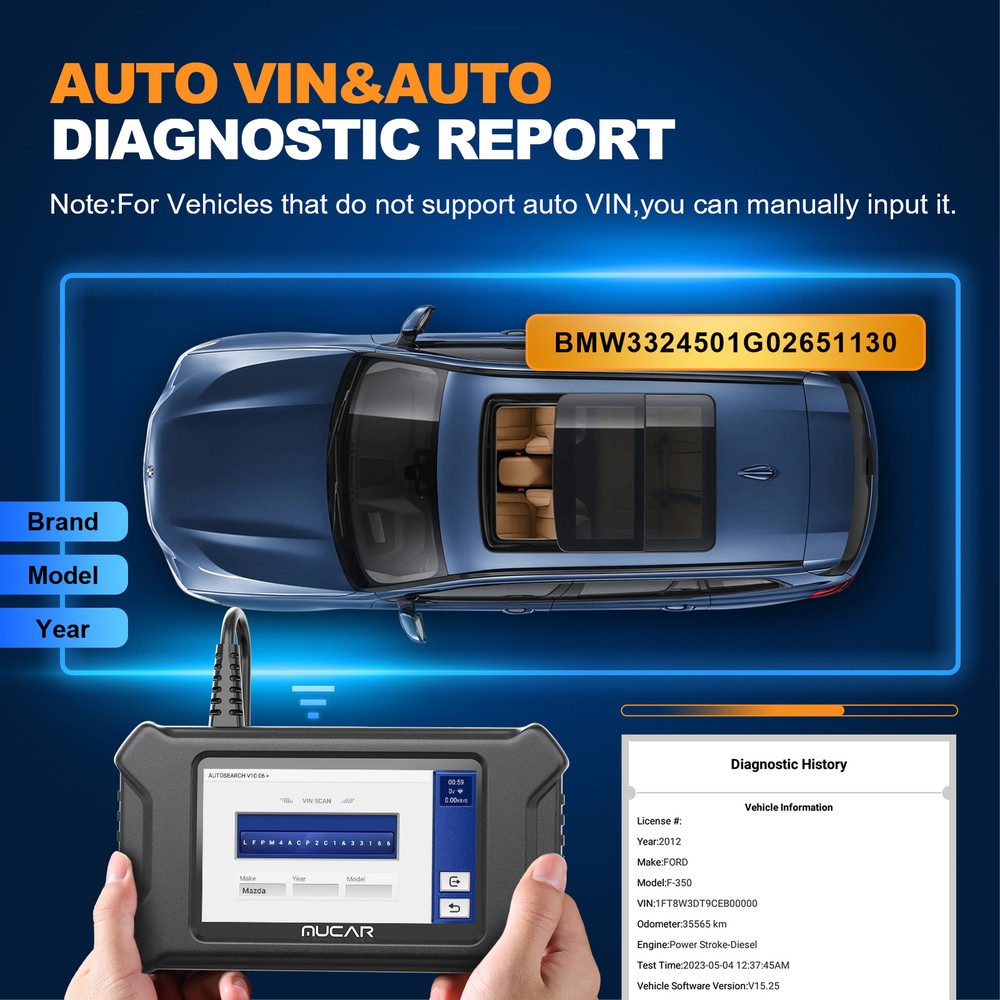 MUCAR CS4 OBD2 Scanner Check Engine ABS SRS SAS AT EPB Reader Diagnostic Tool US