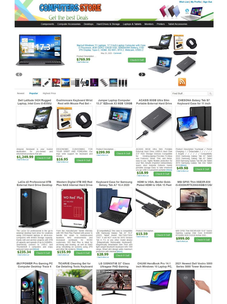 Computer and Laptop Store eBay, Amazon ClickBank Affiliate Website + AUTO UPDATE
