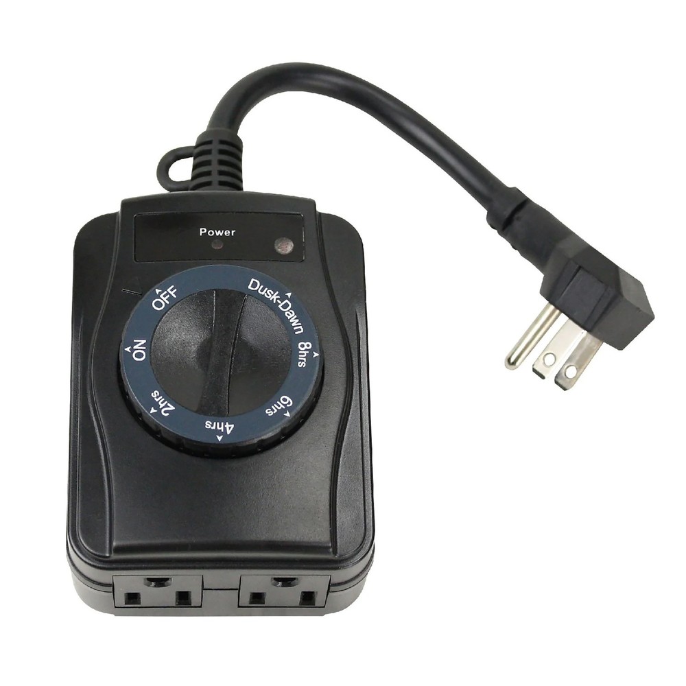 2-Outlet Grounded Outdoor Countdown Timer Photosensor