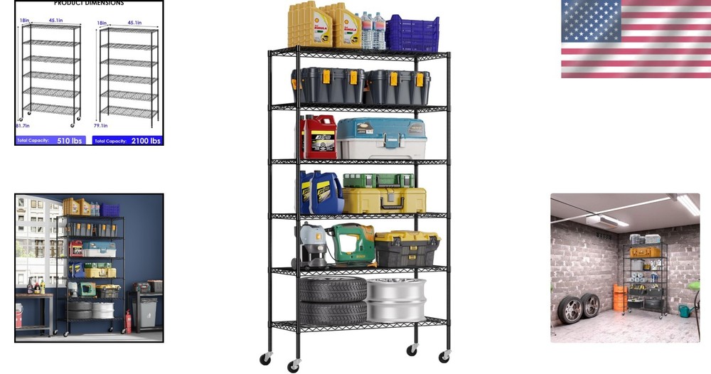 Rust-Resistant 6-Tier Wire Shelving System with Wheels | Easy Tool-Free Assembly