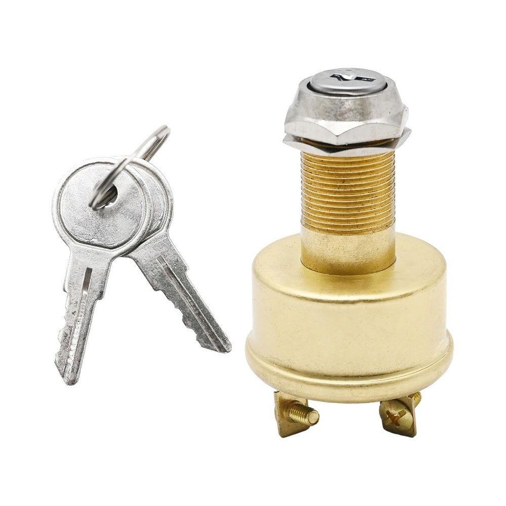 Durable Brass 3-Position Ignition Switch for Boats | Off-On-Start Functionality