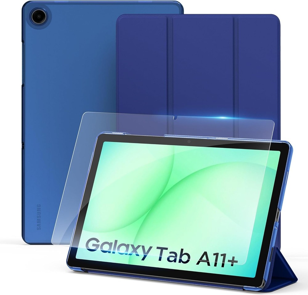 Samsung Galaxy Tab A9+ Case Cover with Slim Translucent Back Flip Folio Armor