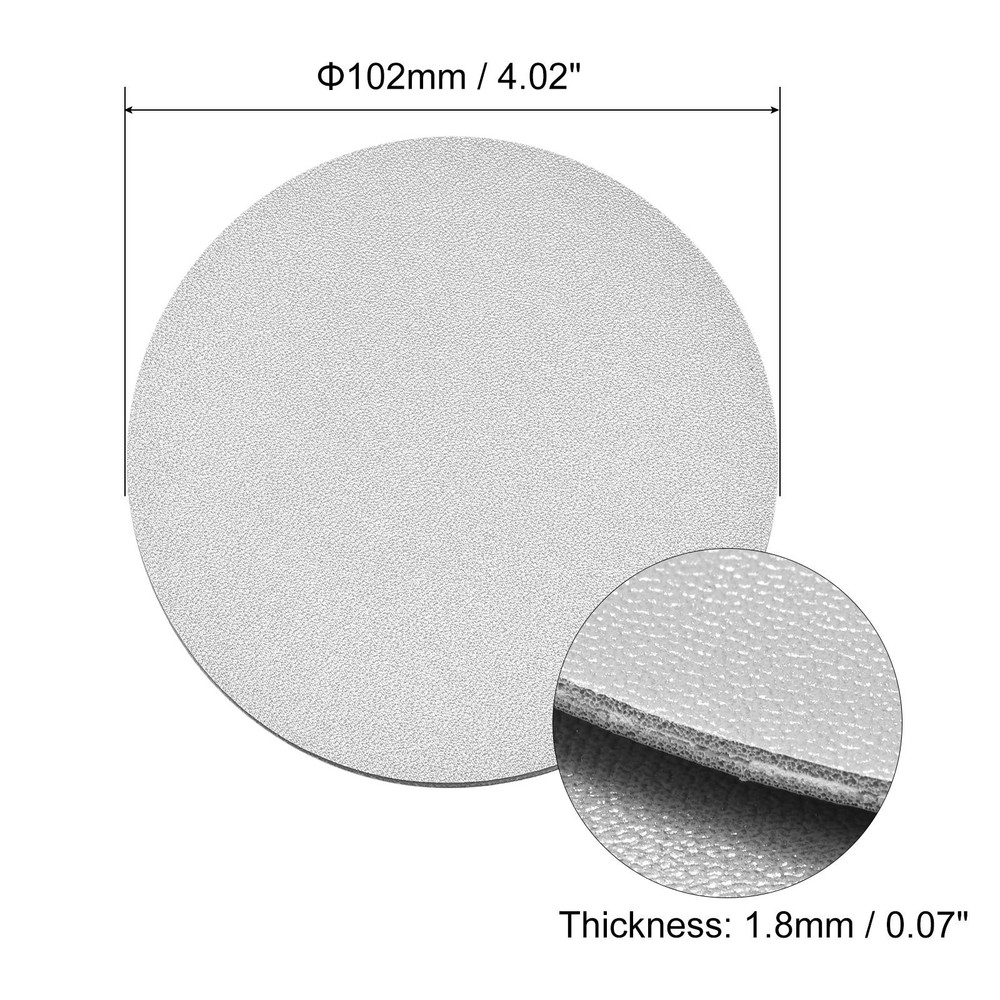 102mm Round Coasters PU Cup Mat Padding Silver Tone 2pcs