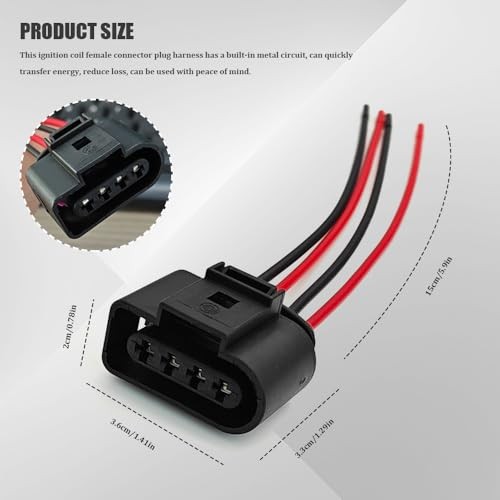 2PCS Ignition Coil Female Connector Plug Harness Pigtail, Auto Waterproof