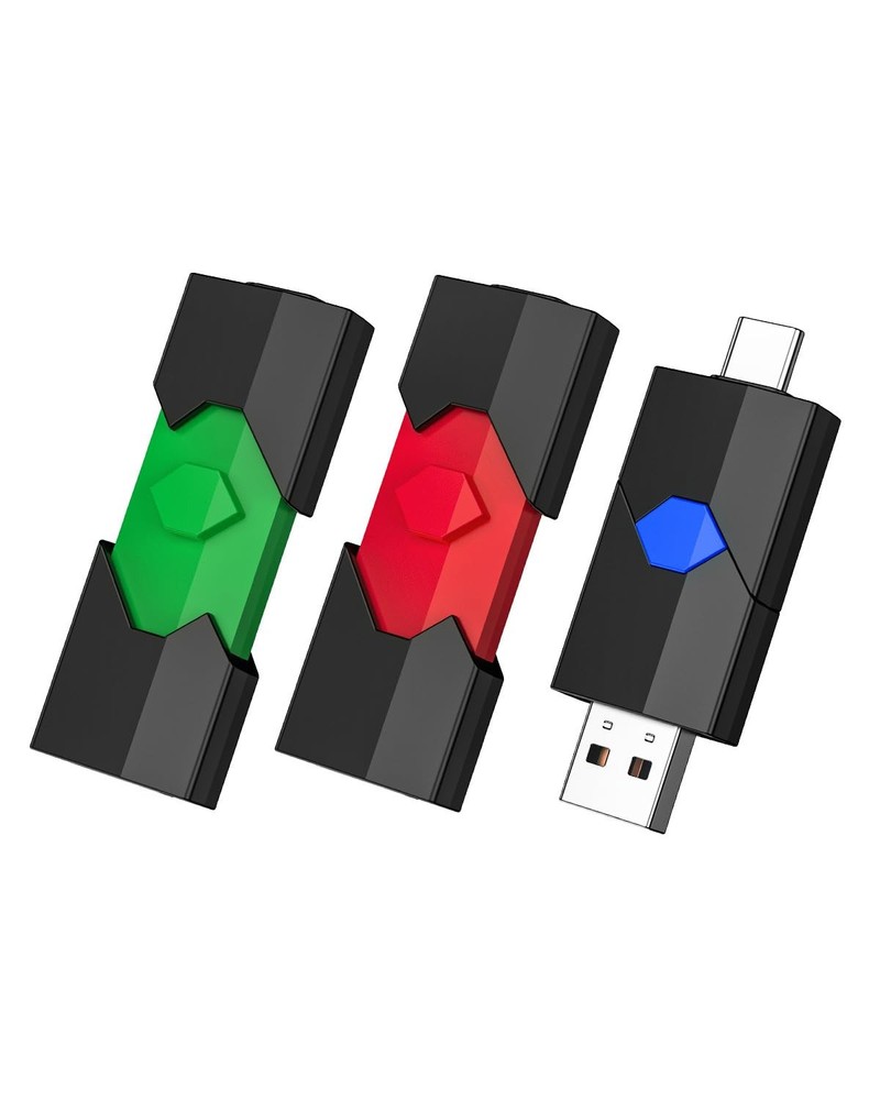 JUANWE USB C Flash Drive Type C + USB A Thumb Drive Retractable Dual Flash Dr...