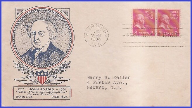 USA5 # 806 ADDR CLIFFORD FDC STR2  John Adams