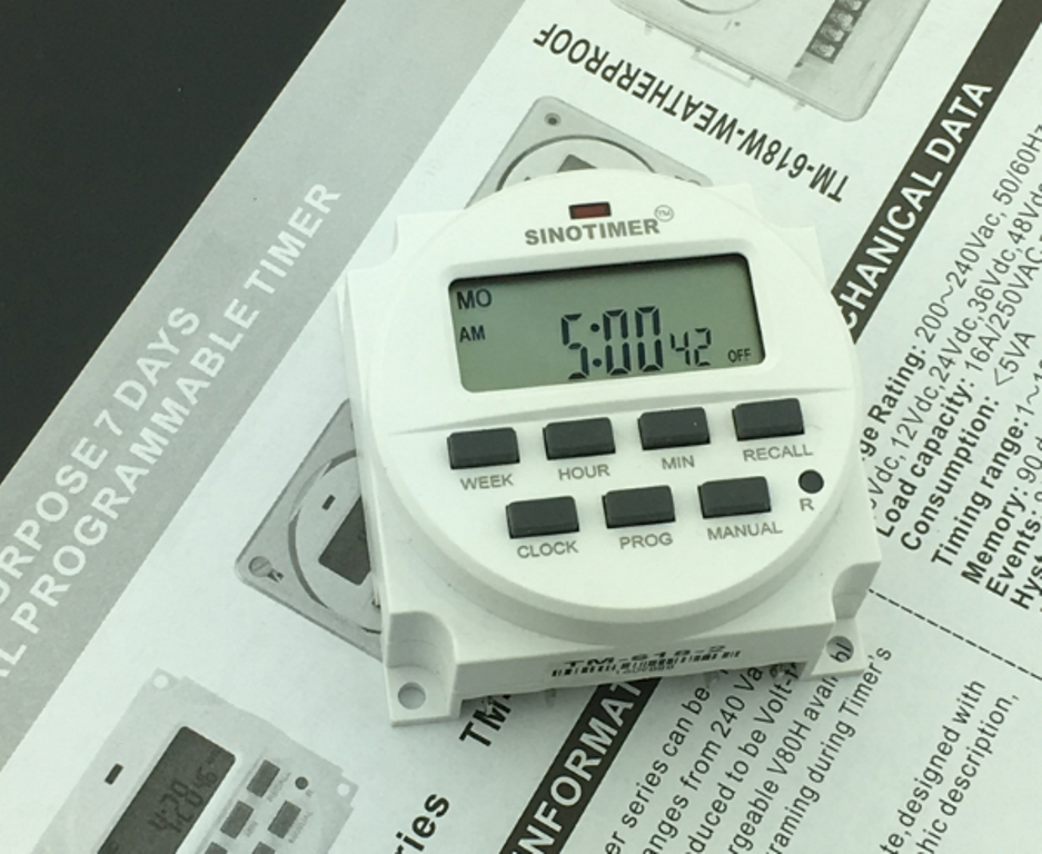 12V DC SINOTIMER DISPLAY TM618H-4 LCD Digital Timer Programmable Time Switch