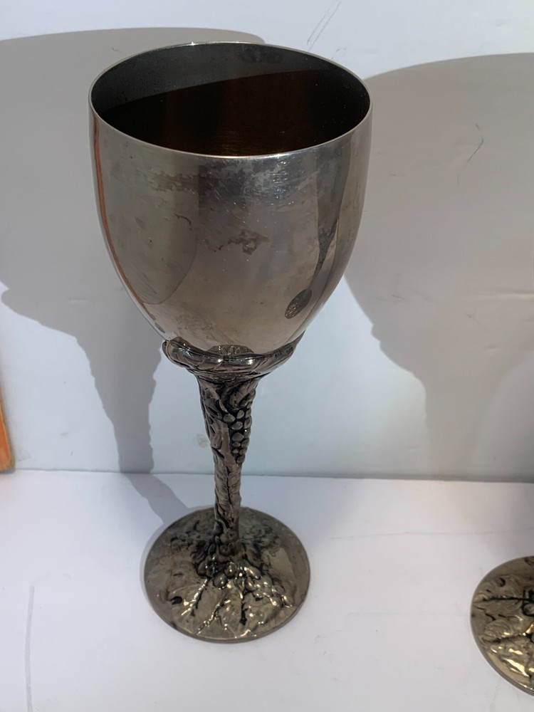 Godinger Silverplate Goblets, Grapes, READ