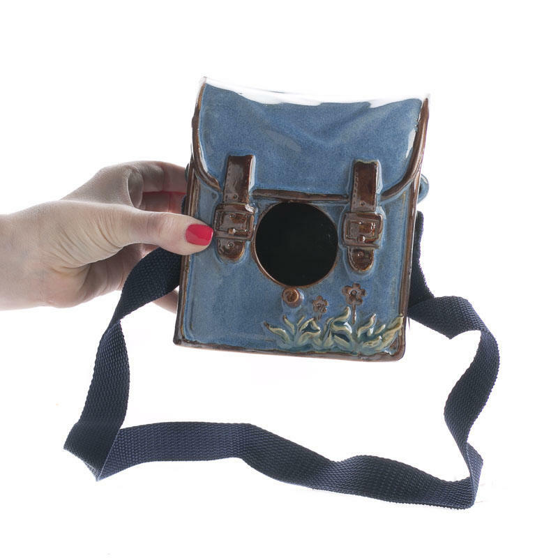 Factory Direct Craft Darling Blue Ceramic Backpack Birdhouse