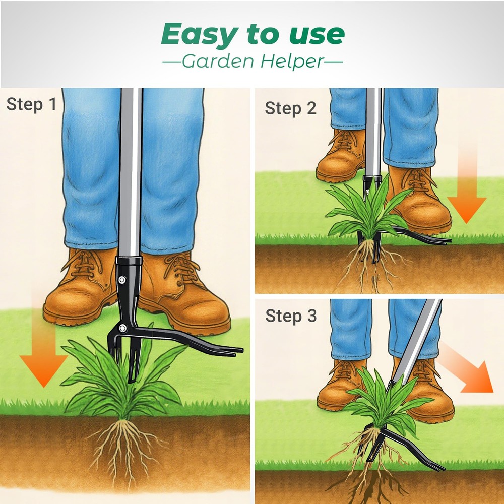 Metal Weeder，Stand Up Weed Puller Tool with Long Handle – Heavy-Duty All-Meta...