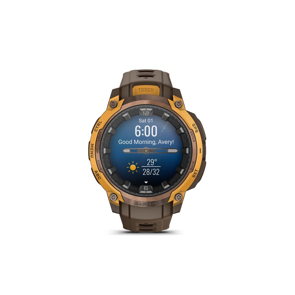 Garmin Instinct Crossover AMOLED GPS Smartwatch Bundle (Bronze Sunburst/Cocoa)