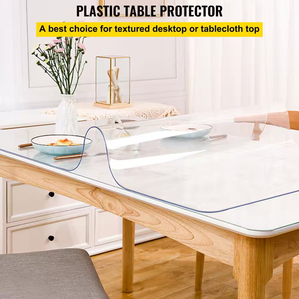 Plastic Table Cover 42 X 78 In. 2 Mm Thick PVC Clear Solid Table Protector Recta
