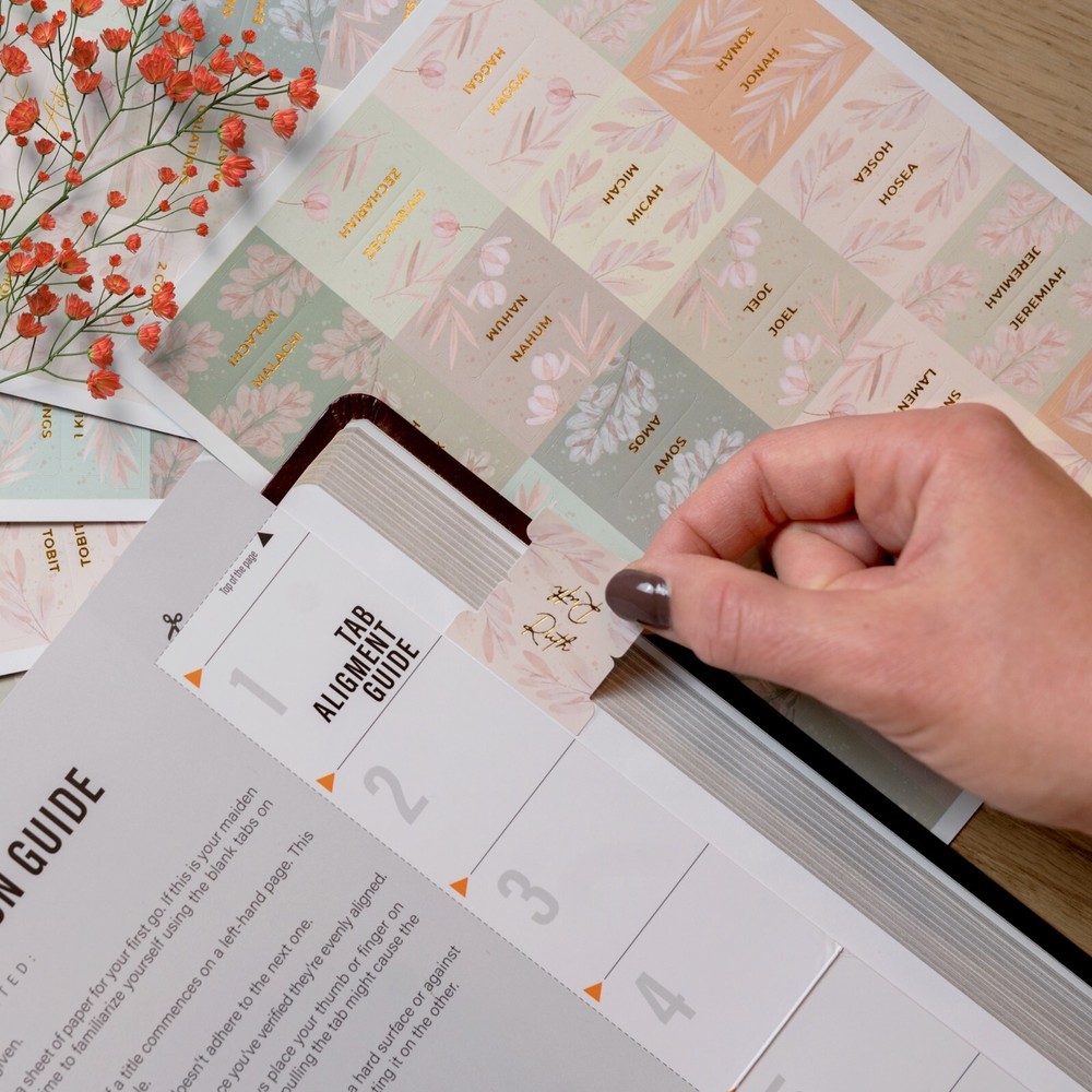 OFFILICIOUS 100 Gold-Foiled, Soft-Touch, Laminated Bible Tabs for Bible Study