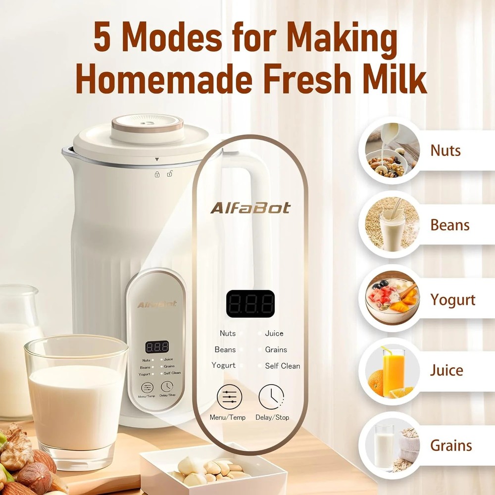 Nut Milk Maker, Automatic Plant-Based Milk Machine, 35oz Capacity, White