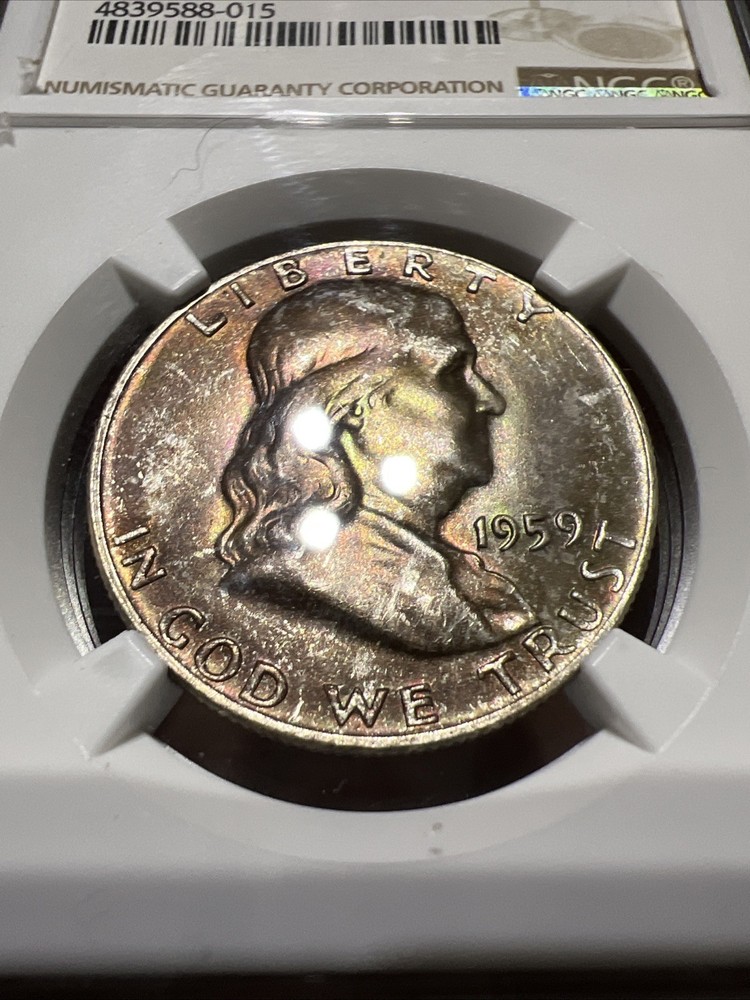 1959 NGC MS65 Toned Franklin Half Dollar 50¢