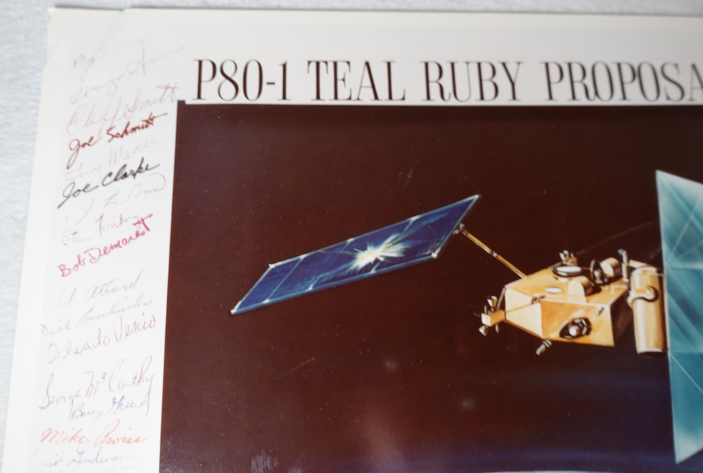 P80-1 Teal Ruby Proposal Team Photo Grumman Don Imgram Mike Pelehach SIGNED Note