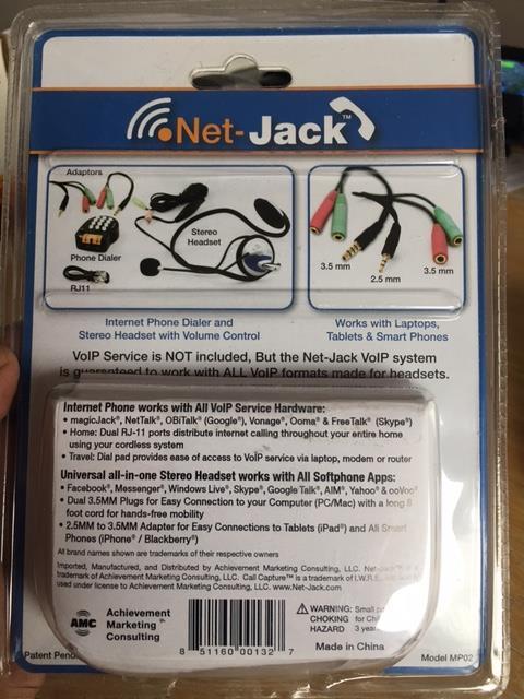 Net-Jack VoIP Cloud Phone Internet Phone Dialer Universal Stereo Headset