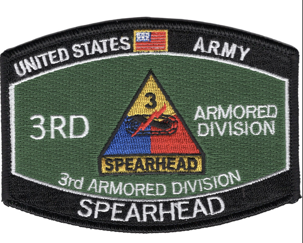 4.5" ARMY 3RD ARMORED DIVISION SPEARHEAD EMBROIDERED PATCH