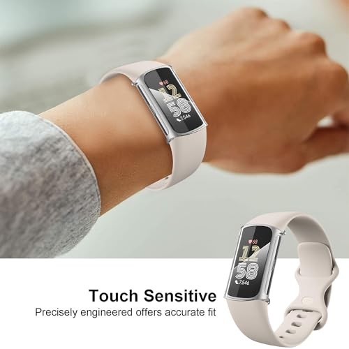 4 Pack for Fitbit Charge 6/Charge 5 Smartwatch Case, Clear+Clear+Clear+Clear