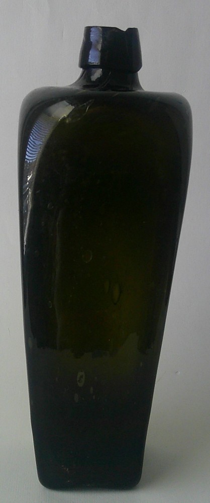 Vintage Dark Green Square Shaped Glass Bottle