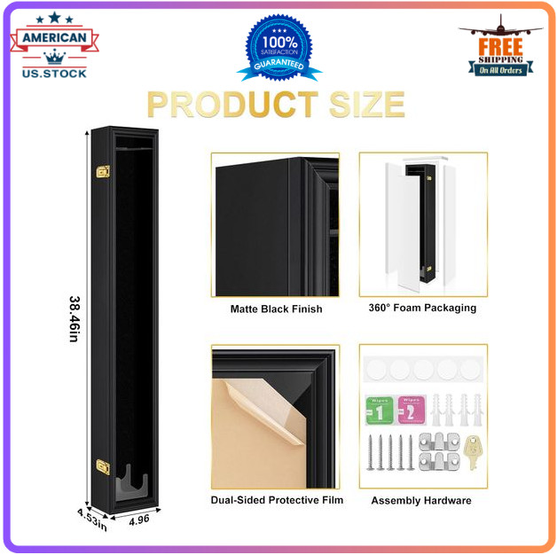 Baseball Bat Display Case Wall Mounted Vertical or Horizontal Wooden Frame