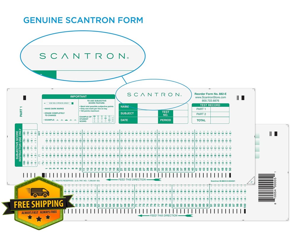 Scantron 882-E Answer Sheet Official 25 Pack