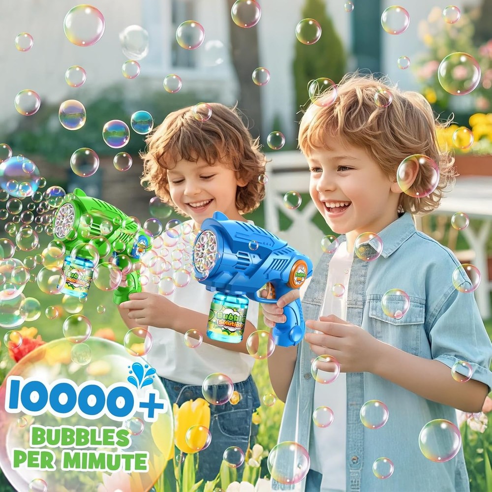 Bubble Gun Machine for Kids 4-8: 2-Pack Automatic Guns with 2 Bottles...
