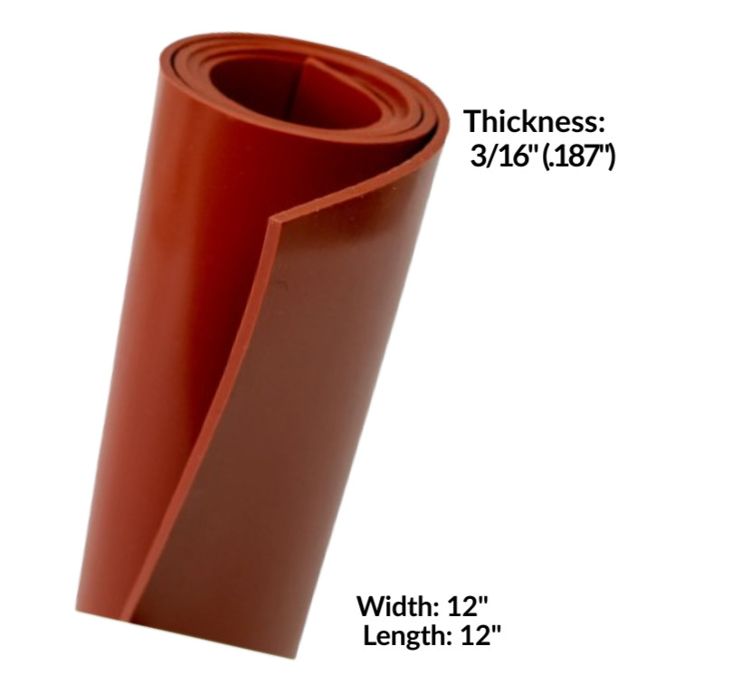 Silicone Rubber Sheet Solid  3/16" Thick  x 12"wide x 12"Long High Temp Mat