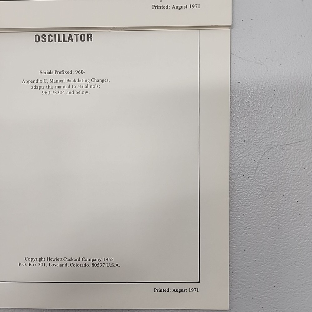 hp Wide Range Oscillator 200CD Operating And Service Manual