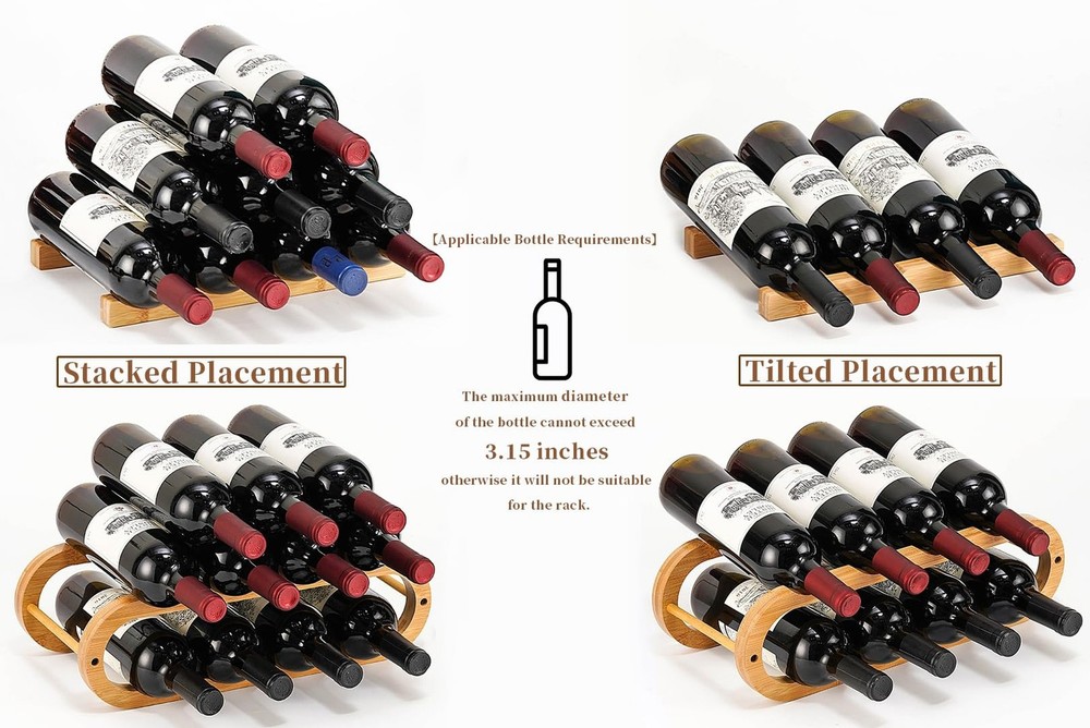 Wine Rack for Cabinet and Countertop - Adjustable in 2 Sizes - 3 Pack (2 Tier...