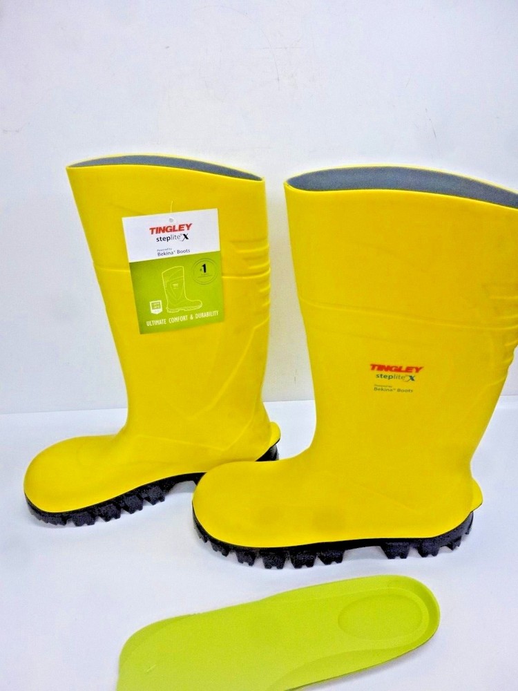 NEW!! TINGLEY KNEE BOOTS, SIZE 14, YELLOW/NAVY, 77253
