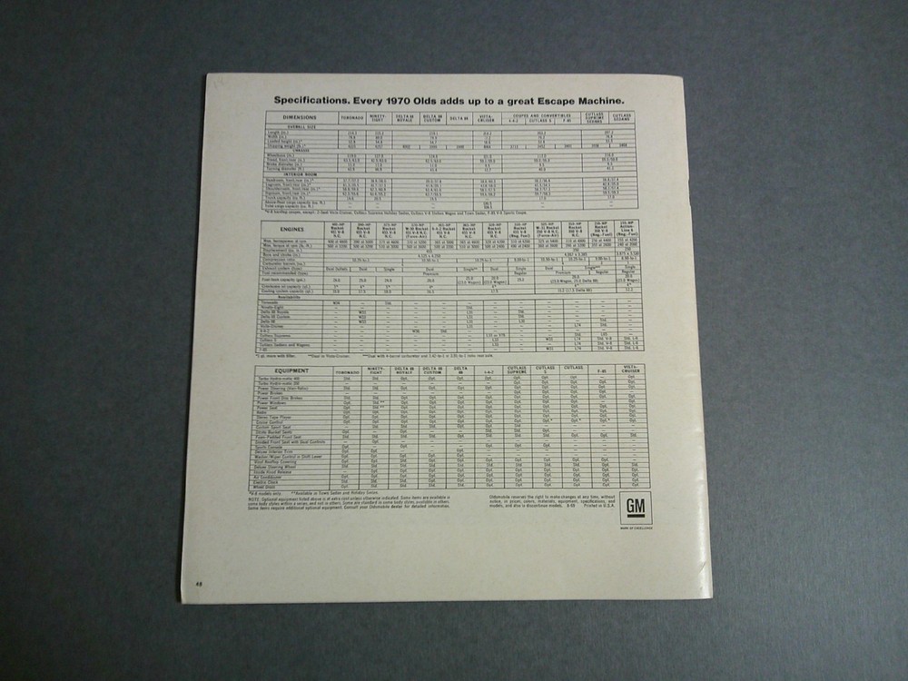 1970 Oldsmobile Sales Catalog