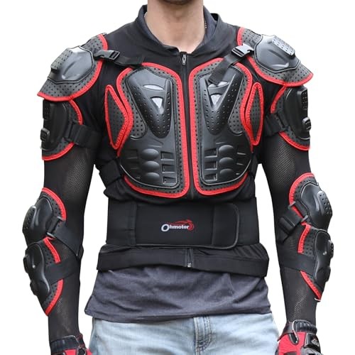 Motorcycle Body Protective Jacket Armor Men, Motocross Large-X-Large Red