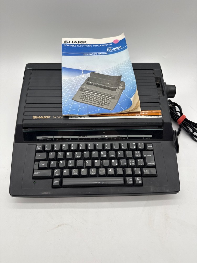 Sharp PA-3000 Portable Electronic Intelliwriter Typewriter w/Manual