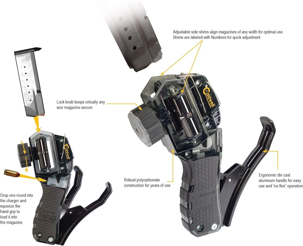 Universal Pistol Loader with Adjustable Setting for Easy Multi-Caliber Loading