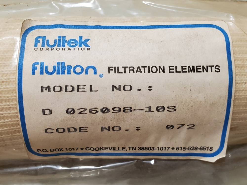 Genuine Fluitek Filtration Element Filter D 026098-10S NEW