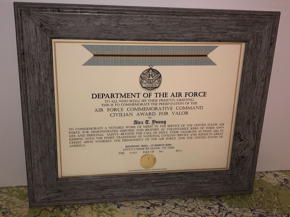 USAF COMMAND CIVILIAN COMMEMORATIVE AWARD FOR VALOR CERTIFICATE Type-1