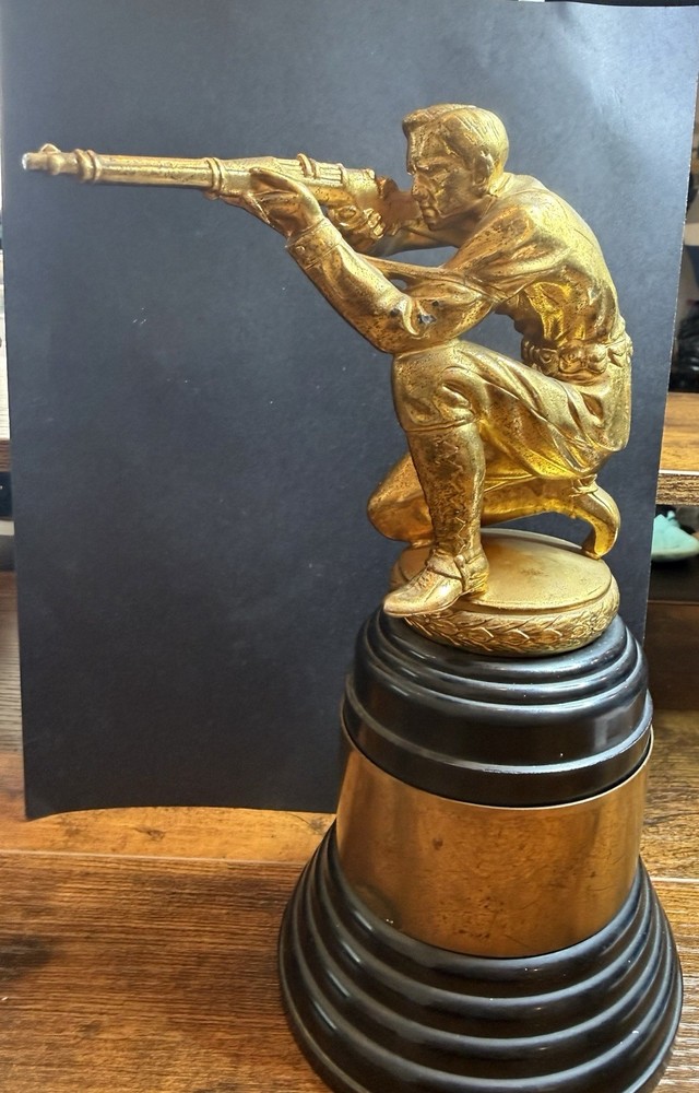 Vintage Hunting Shooting Brass Trophy Bakelite Base 9”