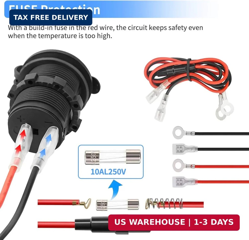 3 Pcs 12V Car Cigarette Lighter Socket Waterproof and Dustproof Plug Socket for