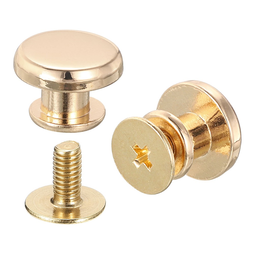 Flat Studs Rivet 20 Sets 10x6.5mm Screw Back Rivets, Gold Tone